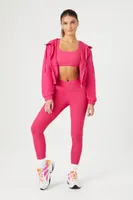 Women's Active Cropped Drawstring Hoodie in Hibiscus Small