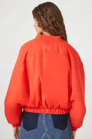 Women's Cropped Bomber Jacket in Red Medium