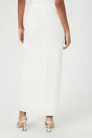 Women's Satin Slit Midi Skirt Ivory