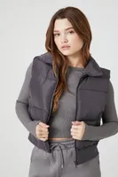 Women's Cropped Funnel Neck Puffer Vest XL