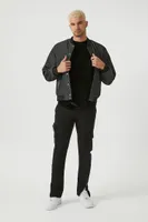 Men Pinstriped Bomber Jacket in Black/White Medium