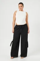 Women's Twill Utility Cargo Pants in Black, 0X