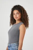 Women's Sleeveless Crew Bodysuit in Charcoal, XS