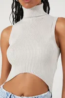 Women's Ribbed Sweater-Knit Tank Top in Grey, XS