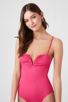 Women's Split-Neck Cami Bodysuit in Hibiscus, XL