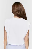 Women's Cropped Muscle T-Shirt in White Medium