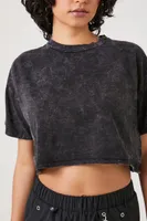 Women's Mineral Wash Cropped T-Shirt in Black Small