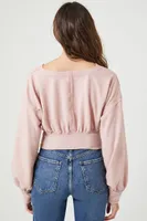 Women's Plunging Surplice Crop Top in Blush Small