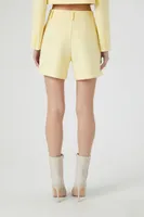 Women's Pleated Trouser Shorts in Yellow Medium