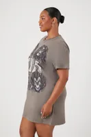 Women's KISS Graphic T-Shirt Dress Grey,