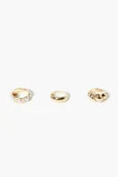 Women's Faux Pearl Ring Set in Gold/Cream, 7