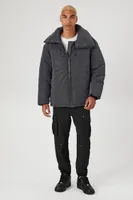 Men Reflective Quilted Puffer Jacket in Grey Small