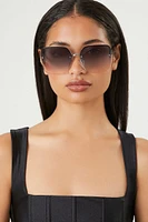 Rimless Oversized Square Sunglasses in Silver