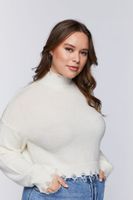 Women's Sharkbite Mock Neck Sweater in Vanilla, 0X