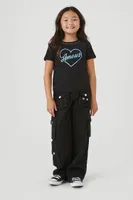 Girls Ribbed Rhinestone Amour T-Shirt (Kids) in Black, 13/14