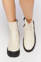 Women's Faux Leather Lug Booties Cream/Black,