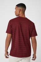 Men Crinkle Textured Crew T-Shirt in Burgundy Large