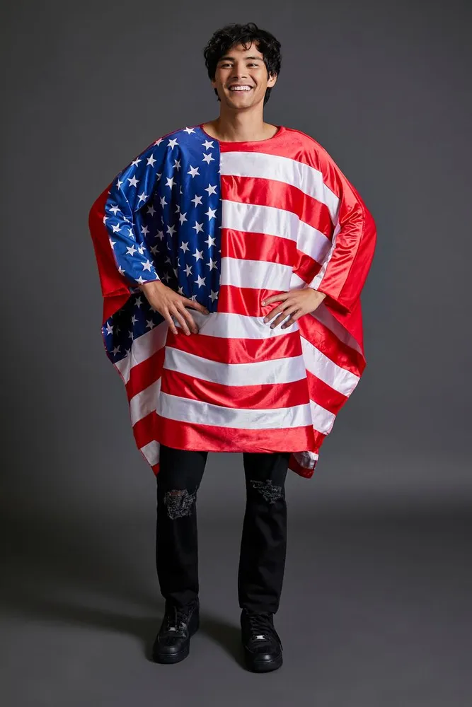 Men American Flag Costume in Red