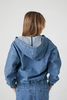 Women's Denim Hooded Jacket in Medium Denim Small