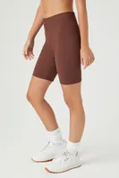 Women's Ribbed Knit Biker Shorts in Chocolate Large