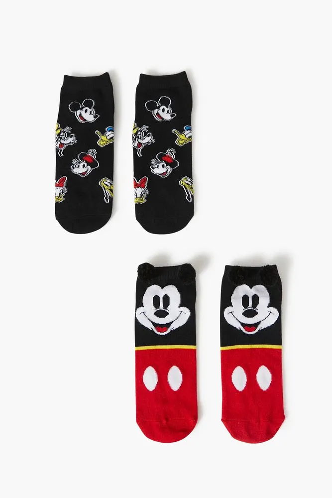 Mickey Mouse Ankle Socks Set - 2 pack in Black/Red