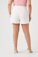 Women's Twill Mid-Rise Shorts in White, 3X