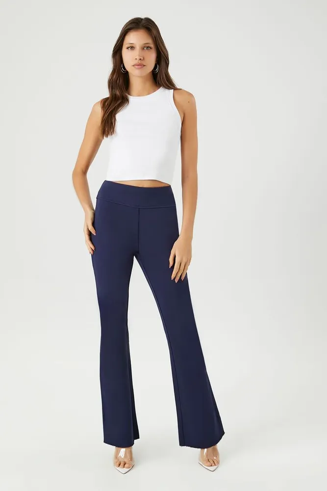 Forever 21 Women's French Terry Flare Pants in Dark Navy, XL