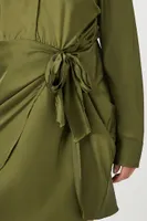 Women's Satin Wrap Shirt Dress Cypress ,