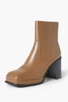 Women's Faux Leather Square-Toe Booties