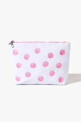 Seashell Embroidered Makeup Bag in Pink