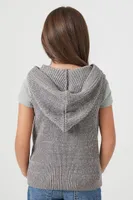 Girls Sleeveless Hooded Sweater (Kids) Grey,