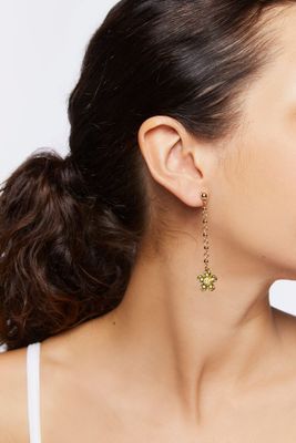 Women's Floral Happy Drop Earrings in Gold