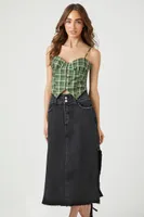 Women's Frayed M-Slit Maxi Skirt in Black Medium