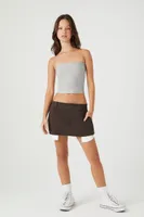 Women's Ribbed Knit Tube Top in Silver Small