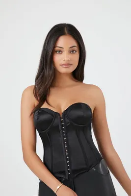 Women's Satin Corset Top in Black Small