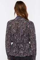 Women's Snakeskin Print Long-Sleeve Top in Black Small