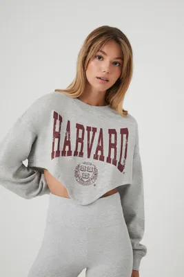 Women's Harvard Graphic Pullover in Heather Grey Small