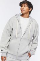 Men Fleece Zip-Up Hoodie in Heather Grey Medium