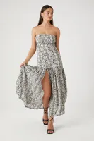 Women's Chiffon Snake Print Mermaid Dress in Grey Small