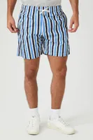 Men Striped Swim Trunks in Blue Large