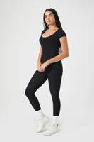 Women's Seamless Short-Sleeve Jumpsuit in Black Small