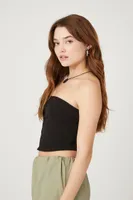 Women's Ribbed Asymmetrical Cutout Tube Top