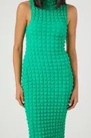 Women's Quilted Bodycon Midi Dress in Green Medium