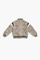 Kids Jacquard Bomber Jacket (Girls + Boys) in Taupe, 11/12