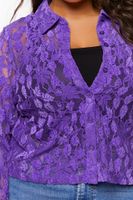 Women's Sheer Lace Shirt in Orchid, 2X