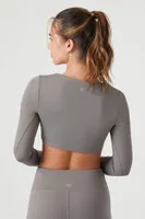 Women's Active Square-Neck Crop Top in Dark Grey Medium