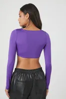 Women's Contour Long-Sleeve Crop Top in Purple Large