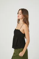 Women's Loop-Knit Flounce Cami in Black Small