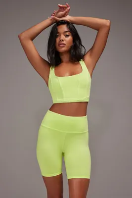 Women's Active High-Rise Biker Shorts in Neon Yellow Medium