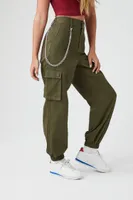 Women's Wallet Chain Cargo Joggers in Olive Medium